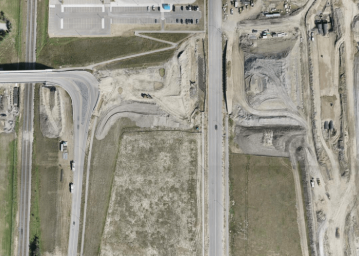 Canada road construction monitored by AI Clearing's construction progress tracking solutions